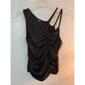 H&M Black Gathered Asymmetric Tank Top S